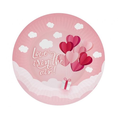 Szerelem Love Is In The Air Pink papírtányér 6 db-os 18 cm
