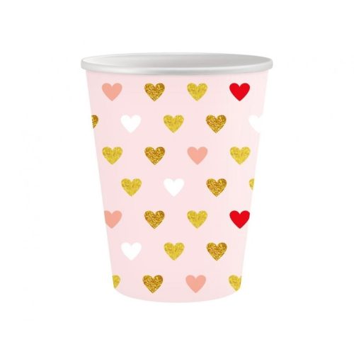 Szerelem XOXO Pink papír pohár 6 db-os 250 ml