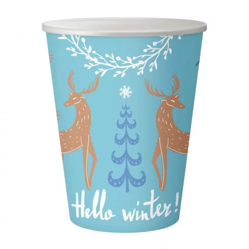 Karácsonyi Hello Winter Blue papír pohár 6 db-os 250 ml