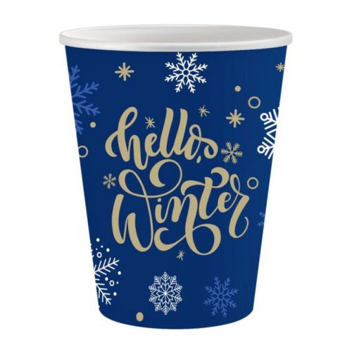 Karácsonyi Hello Winter papír pohár 6 db-os 250 ml