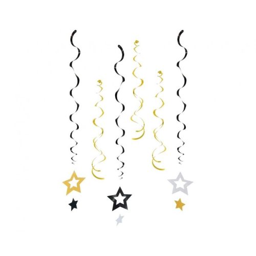 Glitter Stars, Csillag szalag dekoráció 6 db-os szett