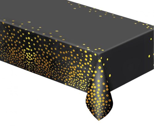 Fekete Black Gold Dots fólia asztalterítő 137x183 cm