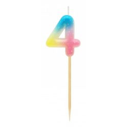 Színes mini 4-es Pastel Ombre számgyertya, tortagyertya