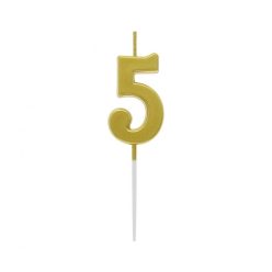 Arany Gold Metallic számgyertya, tortagyertya 5-ös
