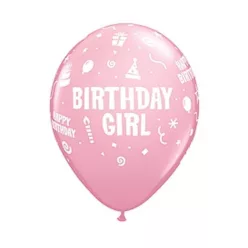   Happy Birthday Girl Pink léggömb, lufi 6 db-os 11 inch (28 cm)