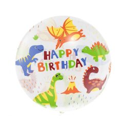 Dinoszaurusz Aqua Happy Birthday gömb fólia lufi 46 cm