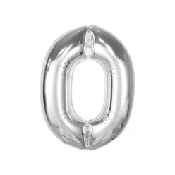 Ezüst 0-ás Silver szám fólia lufi 92 cm