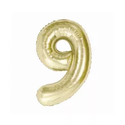 Pezsgőszínű B&C Champagne 9-es szám fólia lufi 85 cm