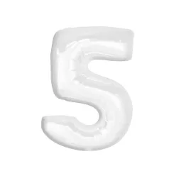 Fehér B&C White 5-ös szám fólia lufi 92 cm