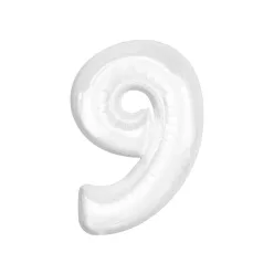 Fehér B&C White 9-es szám fólia lufi 92 cm