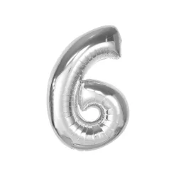 Ezüst 6-os Silver szám fólia lufi 92 cm