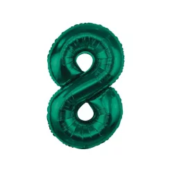 Zöld B&C Bottle Green 8-as szám fólia lufi 85 cm