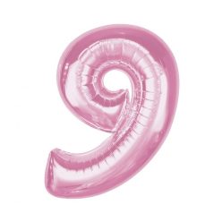 Rózsaszín 9-es Light Pink szám fólia lufi 92 cm