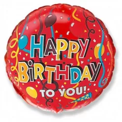 Happy Birthday Streamers Red fólia lufi 46 cm (WP)