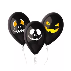 Halloween Faces léggömb, lufi 3 db-os 12 inch (30 cm)