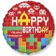 Lego mintázatú Happy Birthday Bricks fólia lufi 48 cm