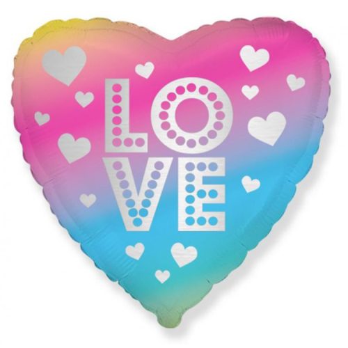 Színes szív Rainbow fólia lufi 46 cm (WP)