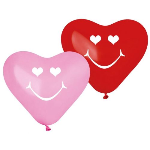Smiling Hearts, Szív léggömb, lufi 5 db-os 10 inch (25 cm)