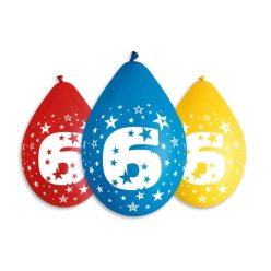   Happy Birthday 6 Star függő léggömb, lufi 5 db-os 12 inch (30 cm)