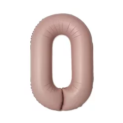 Matt rózsaszín 0-ás Vintage szám fólia lufi 76 cm (WP)