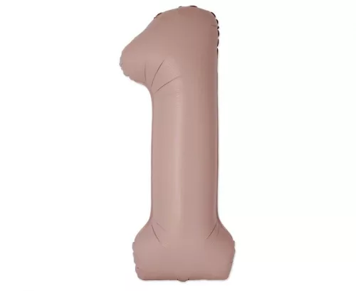 Matt rózsaszín 1-es Vintage szám fólia lufi 76 cm (WP)