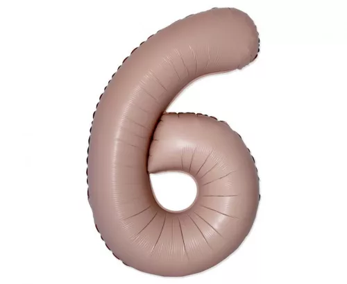 Matt rózsaszín 6-os Vintage szám fólia lufi 76 cm (WP)