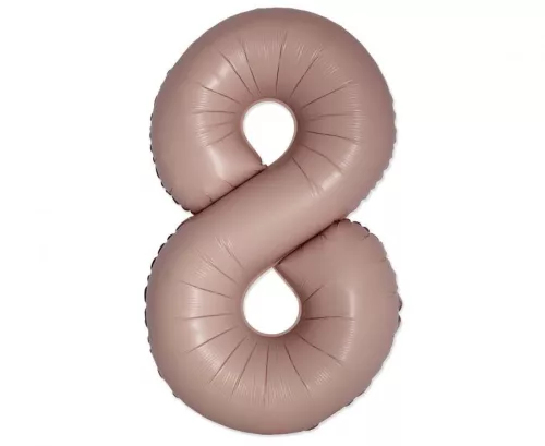 Matt rózsaszín 8-as Vintage szám fólia lufi 76 cm (WP)