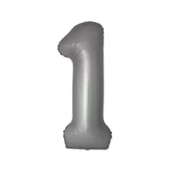 Matt ezüst 1-es Moonlight szám fólia lufi 76 cm (WP)