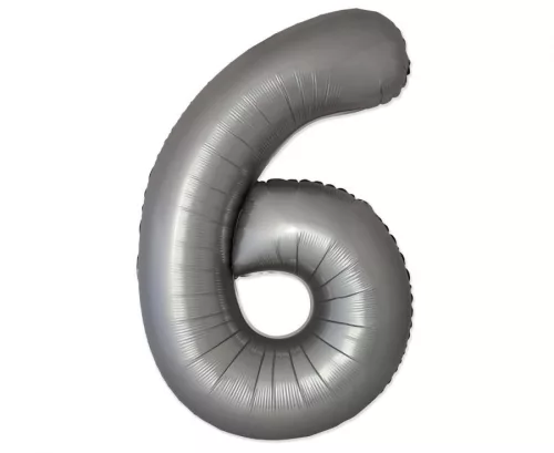 Matt ezüst 6-os Moonlight szám fólia lufi 76 cm (WP)