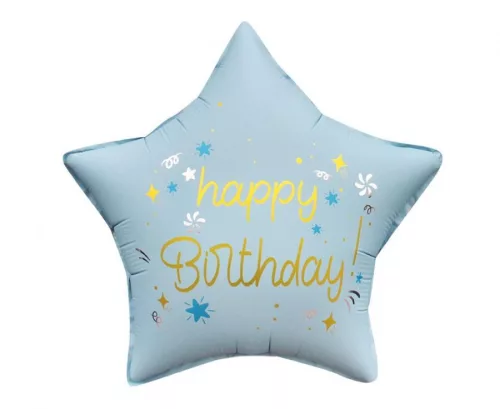 Happy Birthday Matt Blue csillag fólia lufi 44 cm