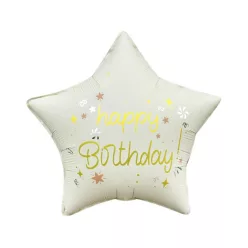 Happy Birthday Matt White csillag fólia lufi 44 cm