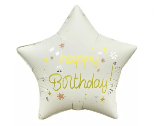 Happy Birthday Matt White csillag fólia lufi 44 cm