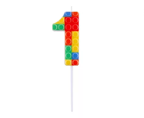 Építőkocka 1-es Pick Blocks tortagyertya, számgyertya