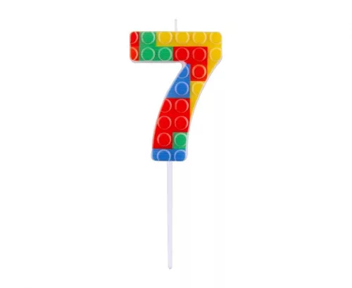 Építőkocka 7-es Pick Blocks tortagyertya, számgyertya