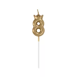 Arany Champagne Crown 8-as számgyertya, tortagyertya 6 cm