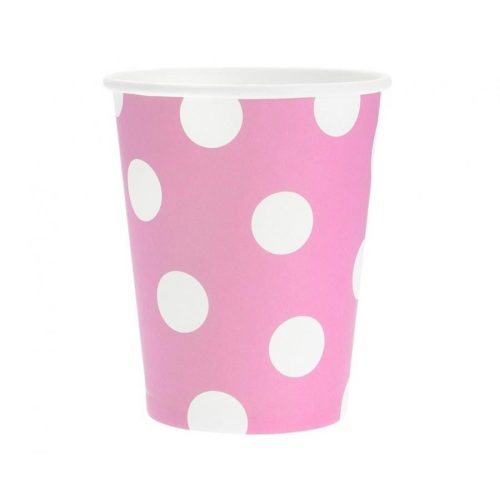 Rózsaszín Pink Polka Dots papír pohár 6 db-os 270 ml