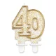 Arany csillámos 40-es Gold tortagyertya, számgyertya