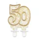 Arany csillámos 50-es Gold tortagyertya, számgyertya