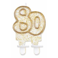 Arany csillámos 80-as Gold tortagyertya, számgyertya