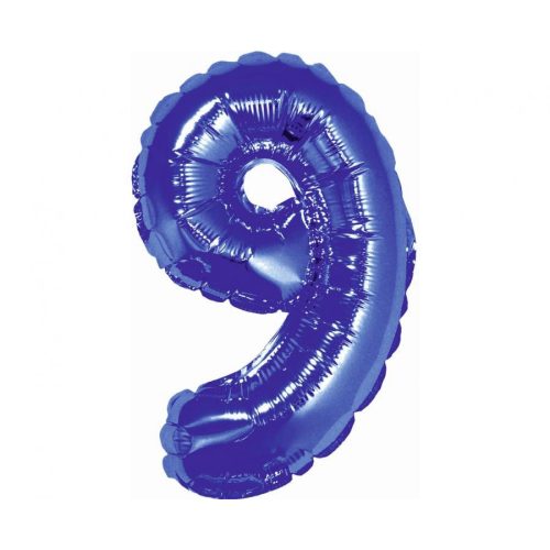 Blue, Kék 9-es mini szám fólia lufi 35 cm