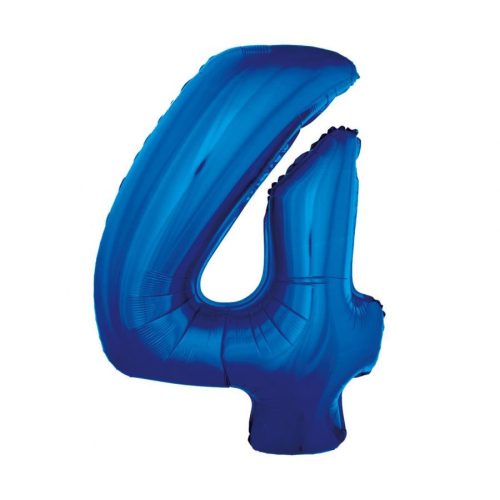Kék 4-es B&C Blue szám fólia lufi 92 cm