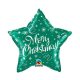 Merry Christmas Green Star, Karácsonyi fólia lufi 51 cm