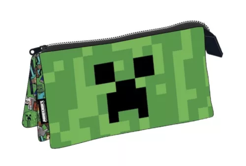 Minecraft Face 3 rekeszes tolltartó 22 cm