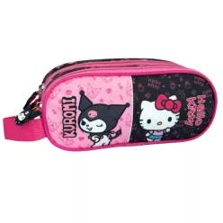 Hello Kitty & Kuromi 2 rekeszes tolltartó 23 cm
