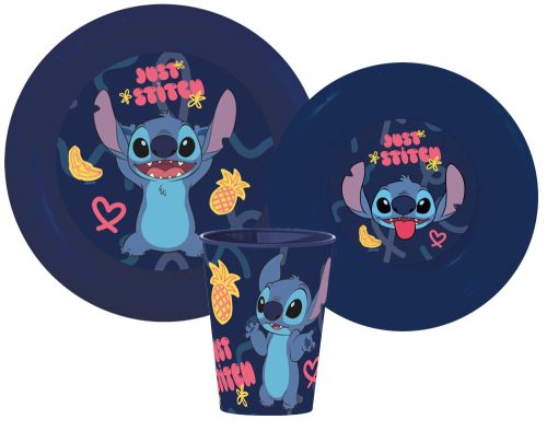 Disney Lilo és Stitch Palms étkészlet, műanyag szett, pohárral 260 ml