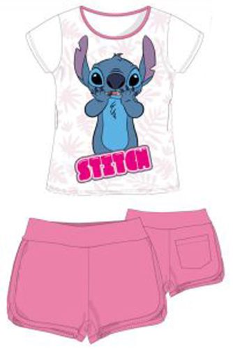 Disney Lilo és Stitch pamut nyári együttes lányoknak - póló-rövidnadrág szett - rózsaszín 12 év/152 cm