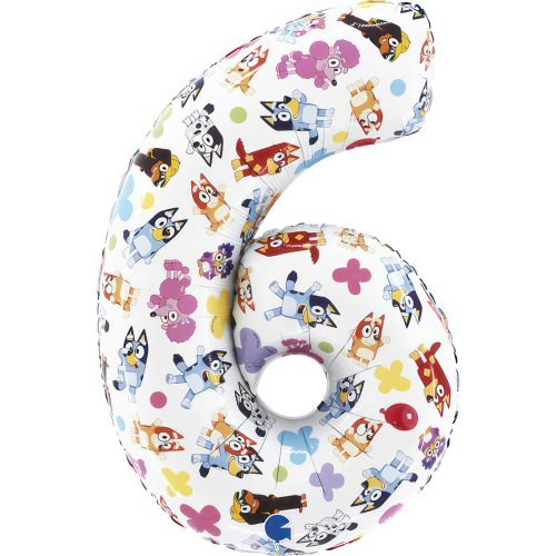 Bluey Friends 6-os szám fólia lufi 66 cm