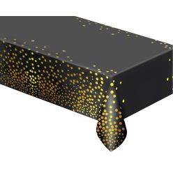Fekete Black Gold Dots fólia asztalterítő 137x183 cm