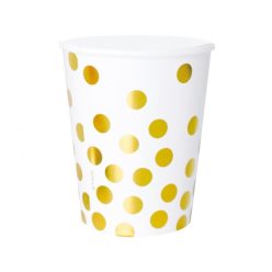 Pöttyös Gold Dots White papír pohár 6 db-os 270 ml