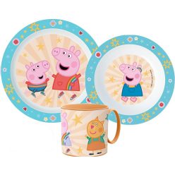   Peppa malac étkészlet, micro műanyag szett bögrével 265 ml